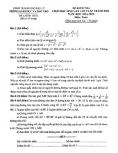 Đề chọn học sinh giỏi Toán 9 năm 2024 – 2025 phòng GD&ĐT Phủ Lý – Hà Nam