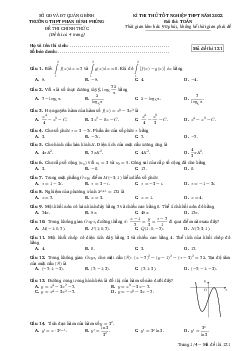 Đề thi thử THPT Quốc gia 2022 môn Toán trường THPT Phan Đình Phùng, Quảng Bình (có đáp án)