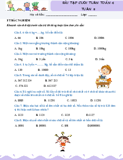 Giải Bài tập cuối tuần lớp 4 môn Toán Kết nối tri thức - Tuần 8