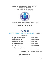 Case study: California pizza kitchen | Bài tiểu luận học phần Nhập môn Corporate Finance | Trường Đại học Quốc tế, Đại học Quốc gia Thành phố Hồ Chí Minh