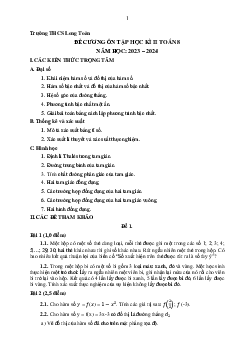 Đề cương học kì 2 Toán 8 năm 2023 – 2024 trường THCS Long Toàn – BR VT