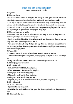 Giáo án KHTN 8 Kết nối tri thức bài 23 Tác dụng của dòng điện