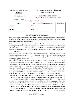 Đề thi chọn học sinh giỏi lớp 12 THPT tỉnh Nghệ An môn Tiếng Anh năm học 2021-2022 (có đáp án)
