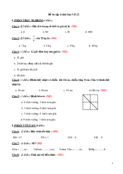 Đề ôn tập ở nhà môn Toán lớp 3 ngày 26/03/2021 (có đáp án)