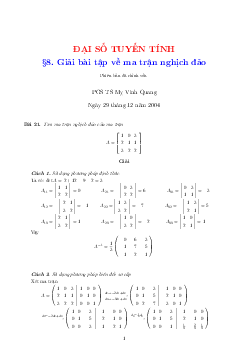Giải bài tập ma trận nghịch đảo