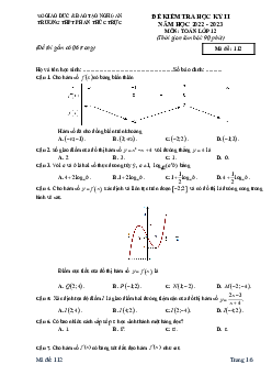 Đề học kỳ 2 Toán 12 năm 2022 – 2023 trường THPT Phan Thúc Trực – Nghệ An