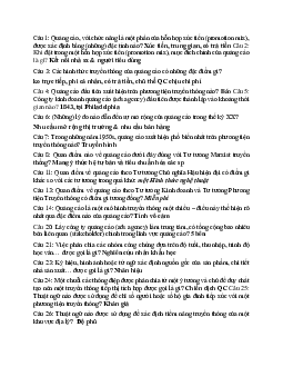 Câu hỏi lý thuyết môn Nhập môn quảng cáo có đáp án | Học viện Công nghệ Bưu chính Viễn thông