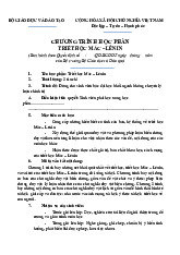 CHƯƠNG TRÌNH HỌC PHẦN TRIẾT HỌC MÁC – LÊNIN