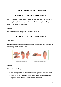 Giải Tin học lớp 3 Bài 3: Em tập sử dụng chuột | Cánh diều