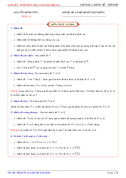 Bài tập trắc nghiệm mệnh đề và mệnh đề chứa biến – Nguyễn Minh Tiến