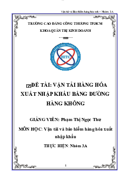 Vận tải hàng hóa xuất nhập khẩu bằng đường hàng không | Tiểu luận môn Vận tải và bảo hiểm hàng hóa xuất nhập khẩu
