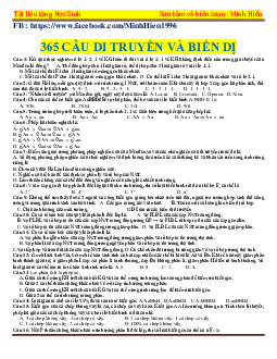365 câu hỏi trắc nghiệm Sinh học lớp 12: Cơ chế di truyền và biến dị