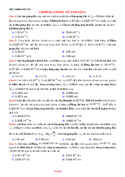 Trắc nghiệm ôn chương lượng tử ánh sáng có lời giải chi tiết