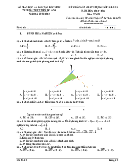Đề KSCL Toán 10 lần 2 năm 2022 – 2023 trường THPT Tiên Du 1 – Bắc Ninh