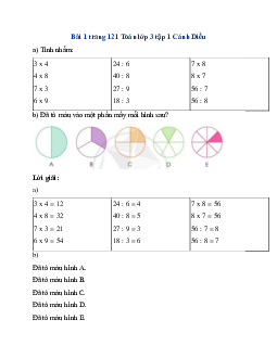 Giải SGK Toán lớp 3 trang 121, 122 Ôn tập chung | Cánh Diều