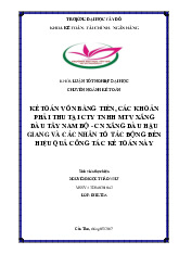 Kế toán vốn bằng tiền, các khoản phải thu tại cty TNHH MTV xăng dầu Tây Nam Bộ - CN xăng dầu Hậu Giang và các nhân tố tác động đến hiệu quả công tác kế toán này.