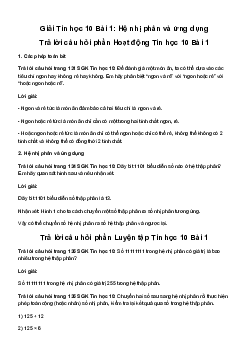 Giải Tin học 10 Bài 1: Hệ nhị phân và ứng dụng | Cánh diều