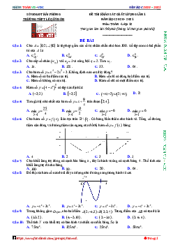 Đề khảo sát lần 1 Toán 12 năm 2020 – 2021 trường Lê Quý Đôn – Hải Phòng