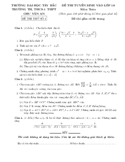 Bộ đề thi thử vào lớp 10 môn Toán năm 2018 trường Chu Văn An – Sơn La