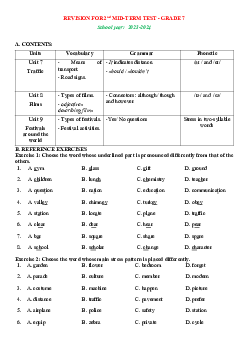 Đề cương ôn tập giữa học kì 2 môn Tiếng Anh 7 sách Kết nối tri thức với cuộc sống
