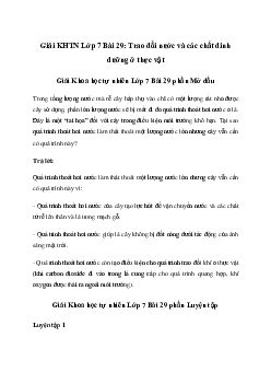 Giải Khoa học tự nhiên 7 Bài 29: Trao đổi nước và các chất dinh dưỡng ở thực vật | Chân trời sáng tạo