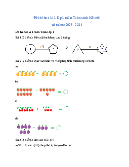 ĐỀ KIỂM TRA CUỐI HỌC KÌ 1 lớp 1 môn Toán - NĂM HỌC 2023-2024 | Đề 6 | Kết nối tri thức