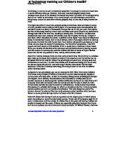 Impact of Technology on Children's Health: A Critical Review