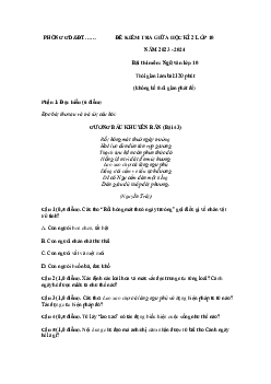 Giải đề thi giữa học kì 2 môn Ngữ văn lớp 10 năm 2023 - 2024 (Sách mới) | Cánh Diều đề 4