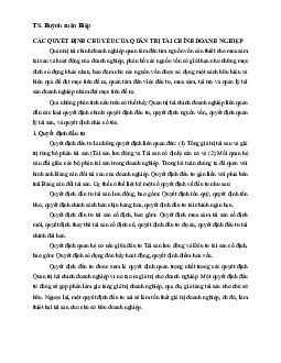 Tài liệu về các quyết định quản trị tài chính doanh nghiệp | Đại học Thăng Long