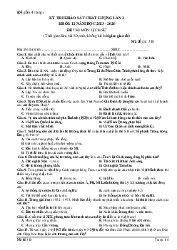 Đề thi thử THPT Quốc gia 2024 lần 3 môn Lịch sử - Mã đề 318 trường THPT Đội Cấn, Vĩnh Phúc