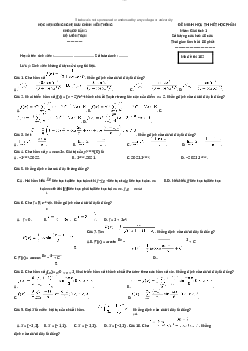 Mẫu đề thi kết thúc học phần môn Giải tích I có đáp án | Học viện Công nghệ Bưu chính Viễn thông