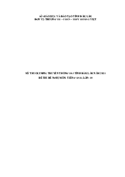 Đề thi Olympic 10 tháng 3 lần thứ 5 môn Tiếng Anh năm 2021 lớp 10 THPT Hoàng Việt