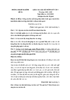 Đề thi học kì 1 lớp 9 môn Ngữ văn Phòng GD&ĐT Ba Đình năm học 2018 - 2019