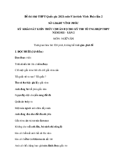 Đề thi thử THPT Quốc gia 2021 môn Ngữ Văn Sở GD&ĐT Vĩnh Phúc lần 2 (có đáp án)