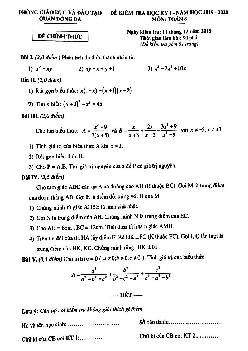Đề thi học kỳ 1 Toán 8 năm 2019 – 2020 phòng GD&ĐT Đống Đa – Hà Nội