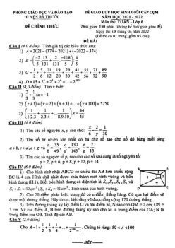 Đề học sinh giỏi Toán 6 năm 2021 – 2022 phòng GD&ĐT Bá Thước – Thanh Hoá