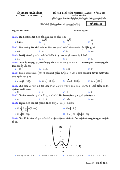 Đề thi thử tốt nghiệp THPT 2020 môn Toán lần 5 trường THPT Phụ Dực – Thái Bình