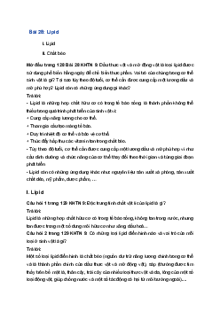 Giải Khoa học tự nhiên 9 Kết nối tri thức Bài 28: Lipid