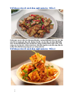 Viết đoạn văn nêu các bước làm một món ăn - Tập làm văn lớp 3 Kết nối tri thức