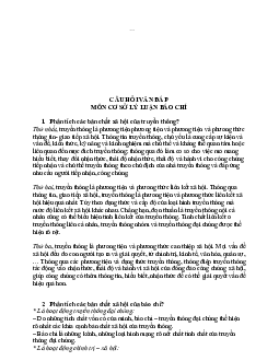 Câu hỏi vấn đáp cơ sở lí luận báo chí | AJC