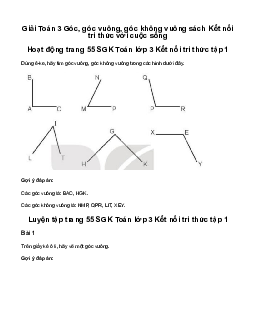 Giải Toán 3 Bài 18: Góc, góc vuông, góc không vuông | Kết nối tri thức
