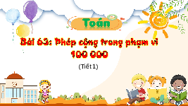 Giáo án điện tử Toán 3 Chương 3 Cánh diều: Phép cộng trong phạm vi 100 000 (tiết 1)