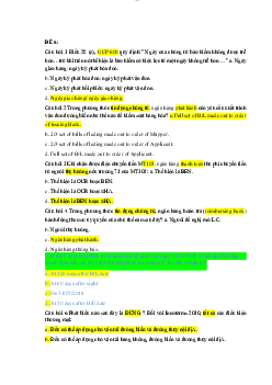 Bài tập trắc nghiệm (quiz) môn Thanh toán quốc tế nội dung chương 6, chương 7 và chương 8 có đáp án