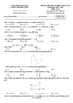 Đề thi thử THPT Quốc gia năm 2024 lần 1 môn Toán cụm 7 trường THPT Hải Dương (có đáp án)