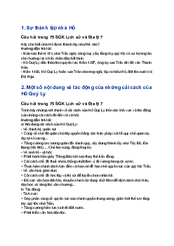 Giải SGK Lịch sử 7 Bài 15: Nước Đại Ngu thời Hồ (1400 - 1407) | Kết nối tri thức