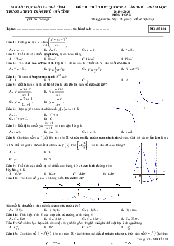 Đề thi thử Toán THPT Quốc gia 2020 lần 1 trường THPT Trần Phú – Hà Tĩnh