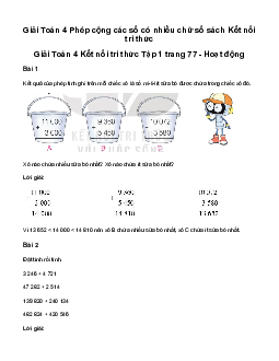 Giải Toán lớp 4 Bài 22: Phép cộng các số có nhiều chữ số | Kết nối tri thức