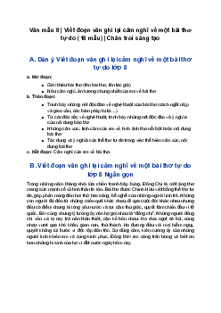 Văn mẫu 8 | Viết đoạn văn ghi lại cảm nghĩ về một bài thơ tự do (18 mẫu)