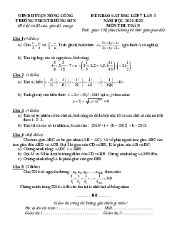 Đề khảo sát HSG Toán 7 lần 3 năm 2022 – 2023 trường THCS Trường Sơn – Thanh Hóa