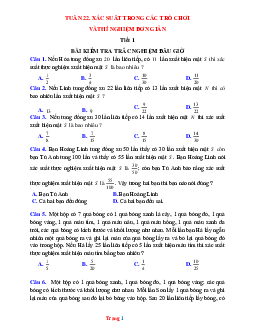 Bài tập toán 6 bộ kết nối tuần 22 xác suất trong các trò chơi và thí nghiệm